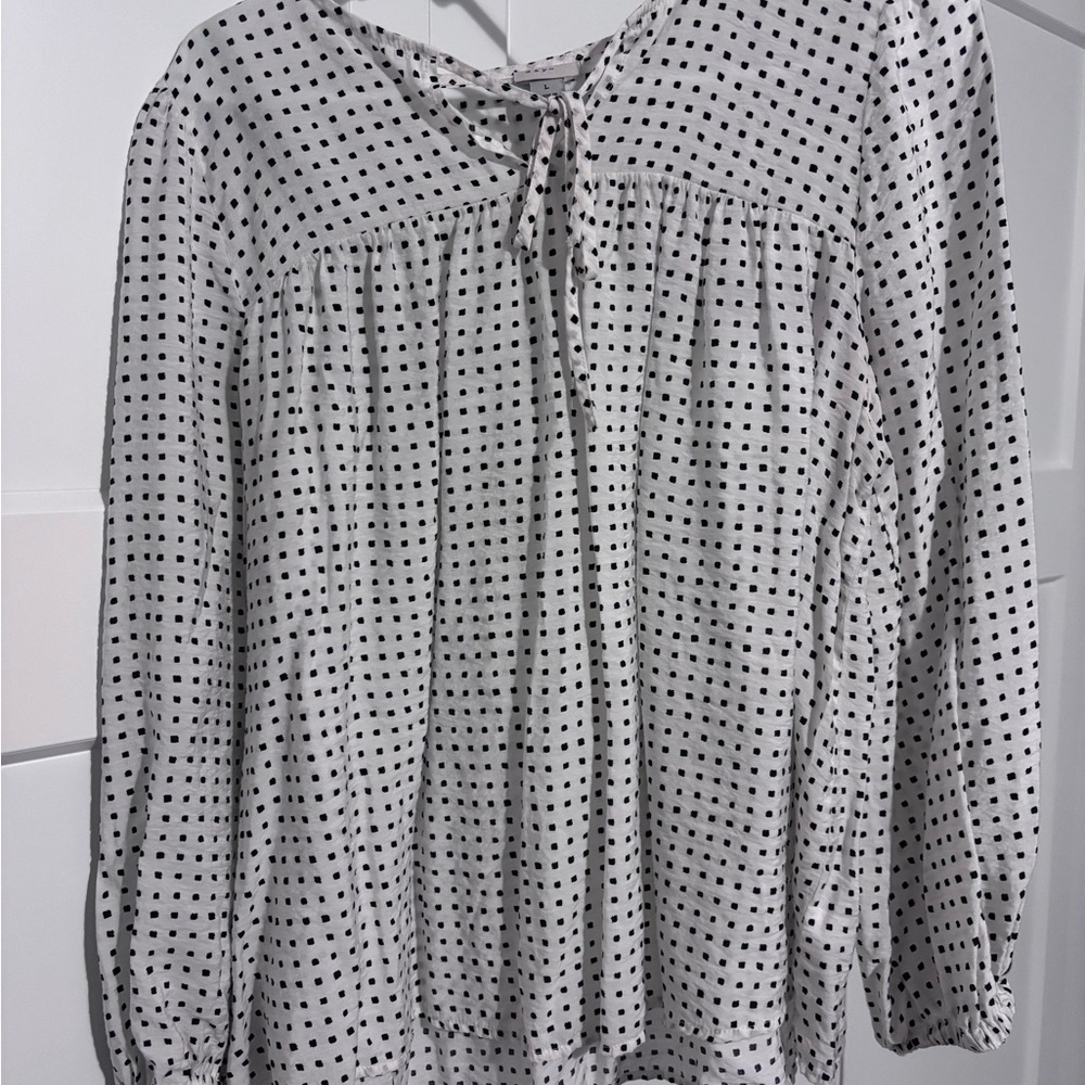 a new day Black and White Polka Dot Blouse